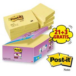 [74002] VALUE PACK 21+3 BLOCCO 90fg Post-it® Super Sticky Giallo Canary 47.6x47.6mm