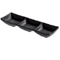 [96757] Vassoietto a tre scomparti nero in melamina 27x9x3,5 cm Leone