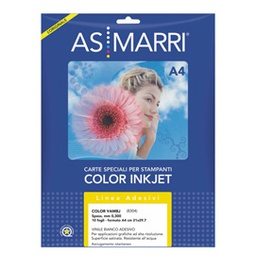 [64197] Vinile bianco adesivo inkjet A4 0,3mm 10Fg COLOR VAMBJ 8304 ASMarri