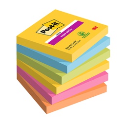 [94377] Cf. 6pz blocco 90foglietti Post-it® Super Sticky 76x76mm 654-6SS-CARN Carnival