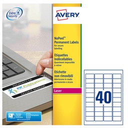 [96945] Poliestere adesivo L6145 bianco antim. 20fg A4 45,7x25,4mm(40et/fg laser Avery