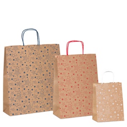 [99109] Shopper natale stelline colori assortiti 16x8x21cm Sadoch