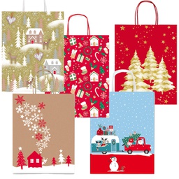 [99112] Shopper natale fantasie assortite 16x8x21cm Sadoch