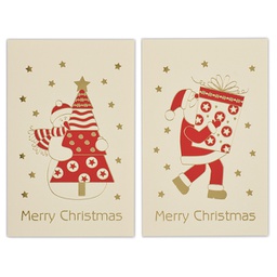 [99115] Biglietto Natale doppio 9x14cm cartoncino avorio fantasie assortite Sadoch