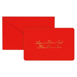[99121] Biglietto Natale semplice c/busta e stampa in oro 9x14cm rosso Sadoch