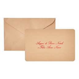 [99122] Biglietto Natale semplice c/busta e stampa in rosso 9x14cm avana Sadoch