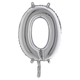 [99130] Palloncino in mylar h.36cm numero ''0'' argento Big Party