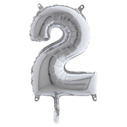 [99132] Palloncino in mylar h.36cm numero ''2'' argento Big Party