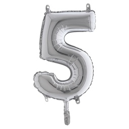 [99135] Palloncino in mylar h.36cm numero ''5'' argento Big Party