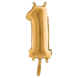 [99141] Palloncino in mylar h.36cm numero ''1'' oro Big Party