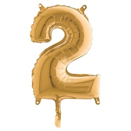 [99142] Palloncino in mylar h.36cm numero ''2'' oro Big Party
