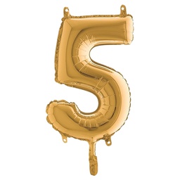 [99145] Palloncino in mylar h.36cm numero ''5'' oro Big Party