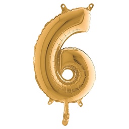 [99146] Palloncino in mylar h.36cm numero ''6'' oro Big Party