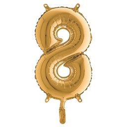 [99148] Palloncino in mylar h.36cm numero ''8'' oro Big Party