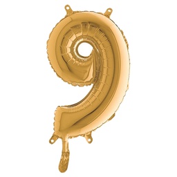 [99149] Palloncino in mylar h.36cm numero ''9'' oro Big Party