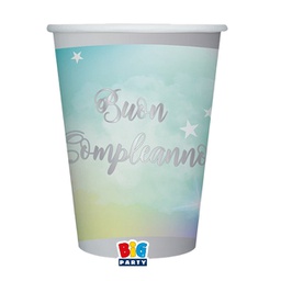 [99163] 8 bicchieri in carta cc.200 Buon Compleanno Soft Rainbow Big Party