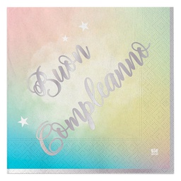[99164] 20 tovaglioli in carta 33x33cm Buon Compleanno Soft Rainbow Big Party