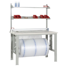 [99077] Tavolo da imballaggio elevabile 150x84x78/115cm grigio/avorio