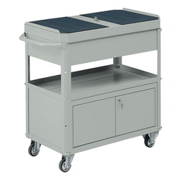 [99085] Carrello 2 vasche da 80x45cm con baule e portattrezzi grigio