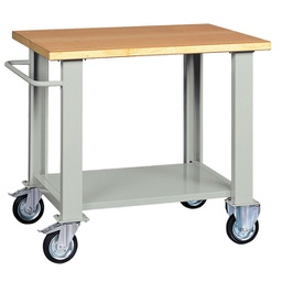 [99086] Banco da lavoro con ruote 100x75x90cm grigio/legno