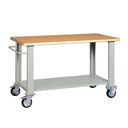 [99088] Banco da lavoro con ruote 200x75x90cm grigio/legno