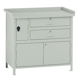 [99095] Banco da lavoro con 2 cassetti e 1 vano 100x67x90cm grigio