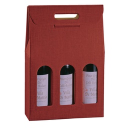 [99301] Scatola 3 bottiglie 270x90x385mm Seta bordeaux Scotton
