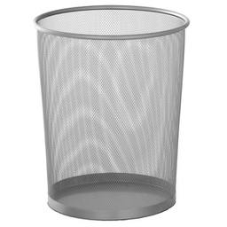 [99350] Cestino tondo grigio argento in metallo traforato