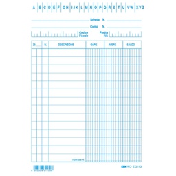[92690] 100 schede dare/avere/saldo blu 15x10,5 E3113BL EDIPRO