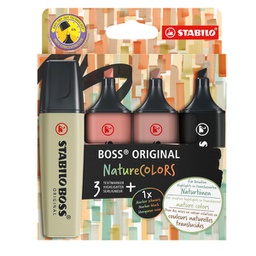 [99516] Astuccio 4 evidenziatori Stabilo Boss NatureColors (oliva/cacao/siena/nero