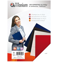 [68456] 100 COPERTINE A3 CARTONCINO GOFFRATO 250g NERO TiTanium