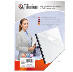 [68460] 100 COPERTINE A3 PVC TRASPARENTE 180my TiTanium
