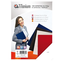 [68473] 100 COPERTINE A4 CARTONCINO GOFFRATO 250g NERO TiTanium