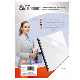 [68466] 100 COPERTINE A4 PVC TRASPARENTE 250my TiTanium