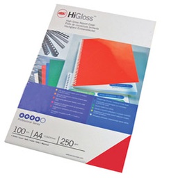 [70150] 100 COPERTINE HIGLOSS 250GR A4 ROSSO CARTONCINO MONOLUCIDO