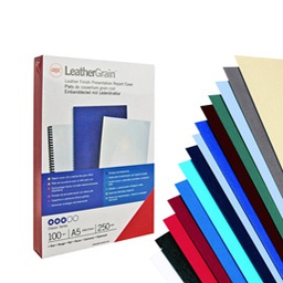 [26995] 100 COPERTINE LEATHERGRAIN 250GR A4 ROSSO SCURO GOFFRATO