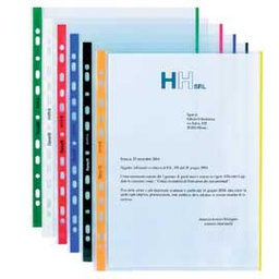 [47358] 10 BUSTE FORATE 21x29.7cm C/BANDA COLORE GIALLO 01/0165