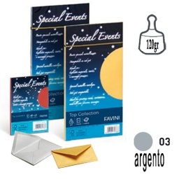 [53525] 10 buste SPECIAL EVENTS METAL 120gr 110x220mm argento FAVINI