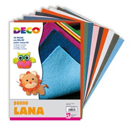 [67655] 10 PEZZE PANNO LANA 20x30cm colori assortiti DECO