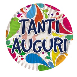 [94673] 10 piatti in carta D18cm ''Tanti Auguri'' Big Party