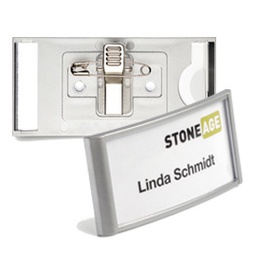[71627] 10 PORTANOME 3,4x7,4cm con clip e spilla DURABLE