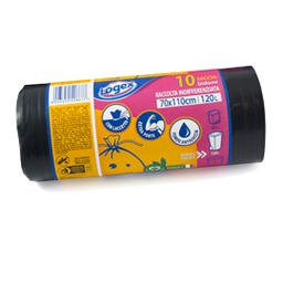 [81515] 10 sacchi immondizia 43mic 70X110 120Lt nero Logex