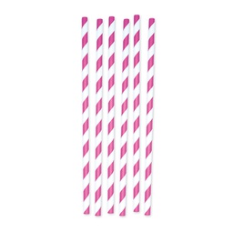 [94686] 12 cannucce Stripes in carta fucsia/bianco Big Party