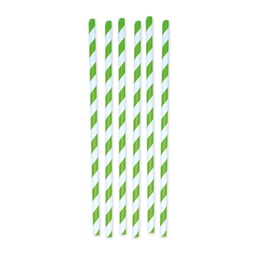 [94684] 12 cannucce Stripes in carta verde/bianco Big Party