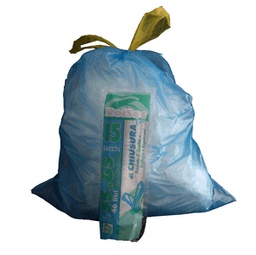 [89605] 15 Sacchi azzurro 55x65cm 44Lt 16mic con maniglie Rolsac