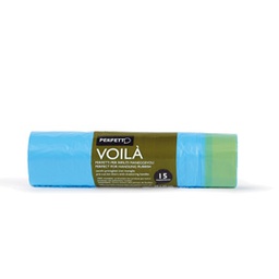 [74177] 15 SACCHI RIFIUTI 50X60CM-30Lt 15mic AZZURRO c/maniglie VoilA'