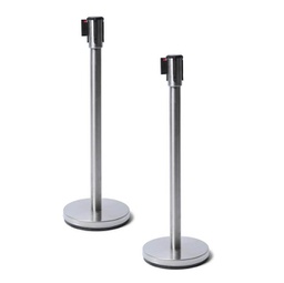 [90722] 1 Colonnina segnapercorso CROMATA con nastro 250cm NERO BB Economy
