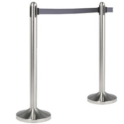 [74568] 1 COLONNINA SEGNAPERCORSO CROMATA con nastro GRIGIO 210cm Securit