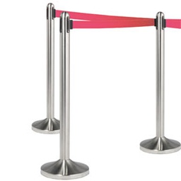 [74569] 1 COLONNINA SEGNAPERCORSO CROMATA con nastro ROSSO 210cm Securit
