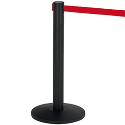 [77138] 1 COLONNINA SEGNAPERCORSO NERA con nastro 200cm ROSSO ALFA